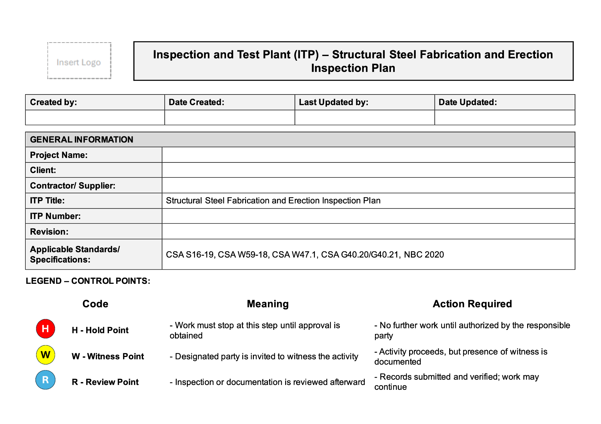 ITP Generator - Free Inspection Test Plans
